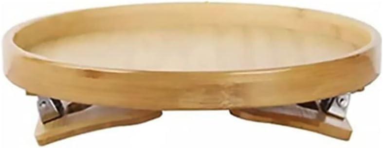 Foldable Snacks Tray Round Wooden Sofa Armrest Couch Table Multi-Function Dessert Holder