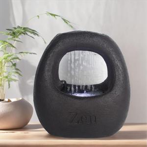Zen Waterfall Fountain Indoor  Small Indoor Water Fountains with Relaxing Waterfall Feature, Decorative Water Fall Fountain for Home & Office (White Light)