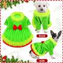 Christmas Dog Costume Red Green Dog Outfit Lime Green Pet Outfit Velvet Furry Pet Costume Cosplay Christmas Dogs and Cats Clothes for Holiday Party Favors(Small) (Small Neck:18.5'' Chest:18.1")