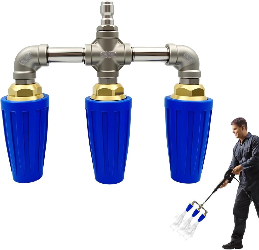 Triple Turbo Nozzle Pressure Washer, 360 Rotating Turbo Nozzle, with 1/4" Quick Connector for Power Washer, 4000 PSI, 6 GPM, 2.0 Orifice 3-in-1 Turbo Nozzle, for Driveways, Concrete, and Decks