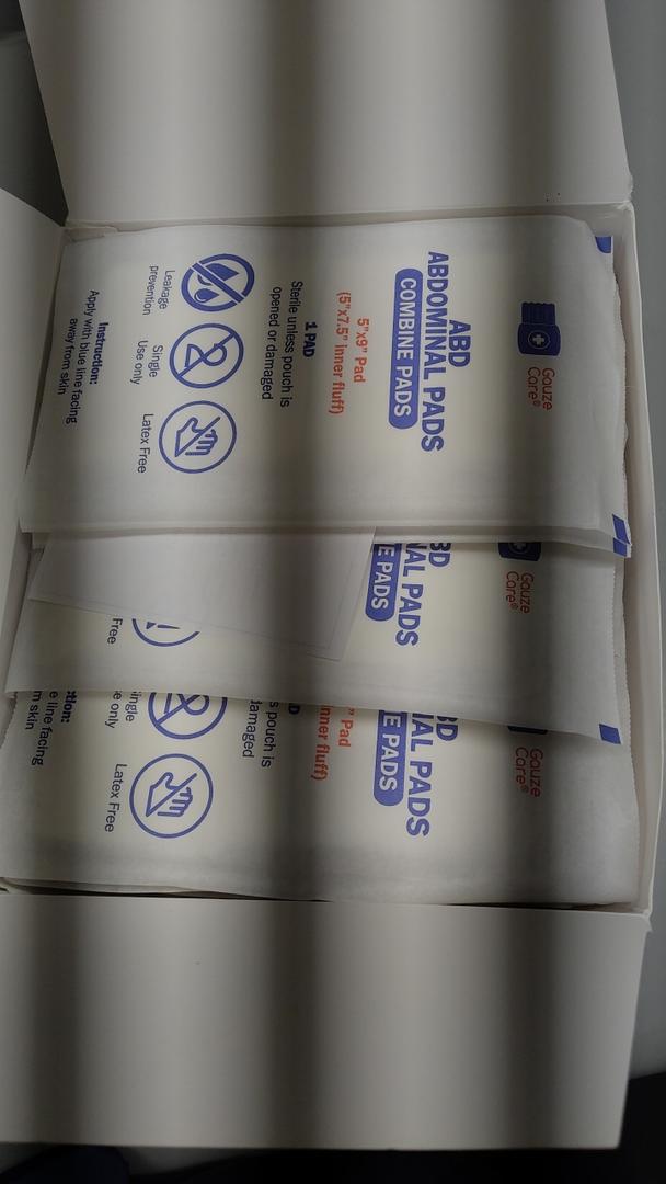 GauzeCare Sterile Abdominal ABD Combine Pads| 50Pack, 5 x 9 Inches| Extra Absorbent & Thick, Individually Wrapped Wound Dressing, First Aid Pads| SurgicalGrade, Nonstick for Heavy Leakage, Post Op