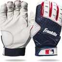 Franklin Sports MLB 2nd Skinz Batting Gloves - Adult & Youth Baseball & Softball - Men's & Kids Teeball & Softball Gloves - Multiple Sizes & Colors  (Adult X-Large, White/Navy)