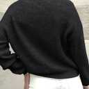 Saodimallsu Womens Sweaters Crew Neck Long Sleeve Knit Contrast Piping Stripe Lightweight Casual Fall Pullover Tops 2025 (Black)