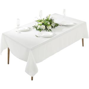 Craft And Party Rectangle Tablecloth, 60 x 84 Inch White Tablecloth, 4ft Rectangle Table Cloth, Polyester Fabric Washable Tablecloth for Home, Party, Wedding or Restaurant Use.