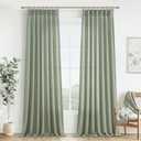 Sage Green Light Filtering Viral Sheer Curtains 90 Inches Long for Bedroom 2 Panels Set, Modern Pinch Pleated Flax Linen Window Drapes with Hooks Rings Ceiling Track 40 x 90 Inch Dining Room Curtain
