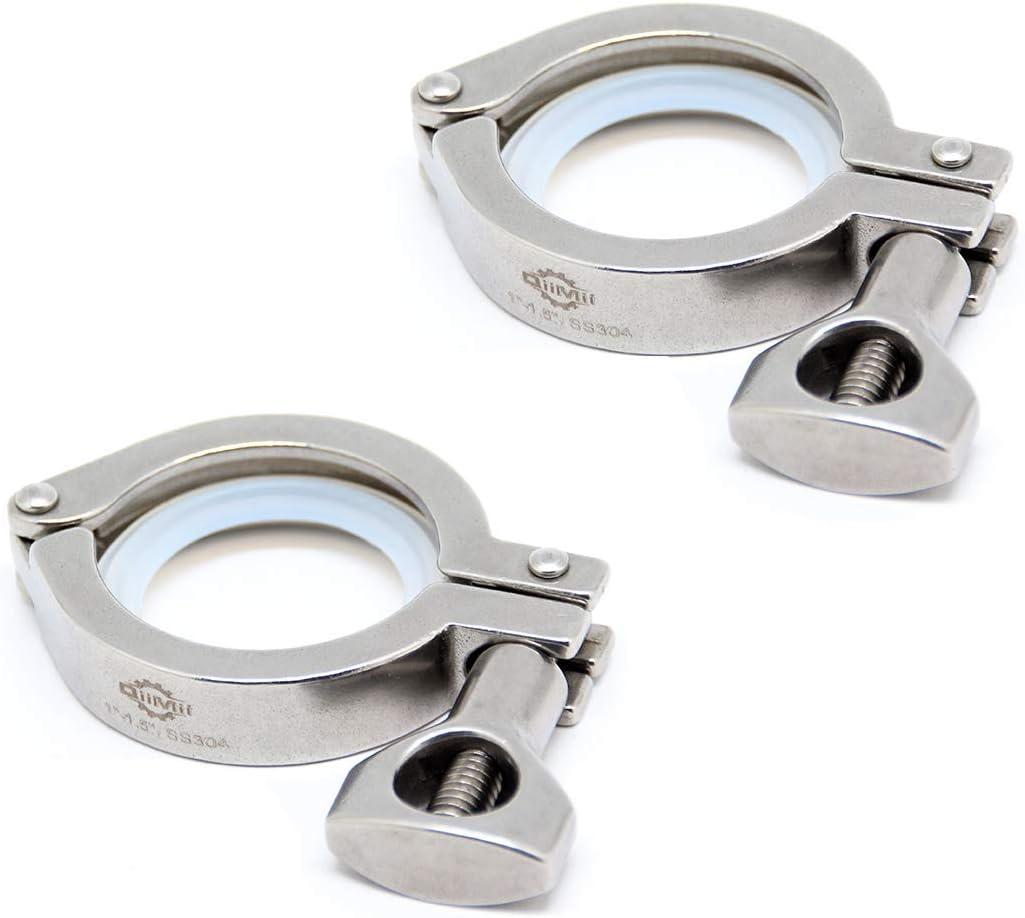 QMINOX TC 1.5" Tri Clamp with Wing Nut Stainless Steel 304 Heavy Duty Sanitary Clover Clamp Single Pin with Silicone Gasket (3-pack)