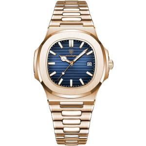 Poedagar Man Fashion Wristwatch Business Stainless Steel Band Quartz Men Watch Waterproof Luminous Date Square Men's Watches