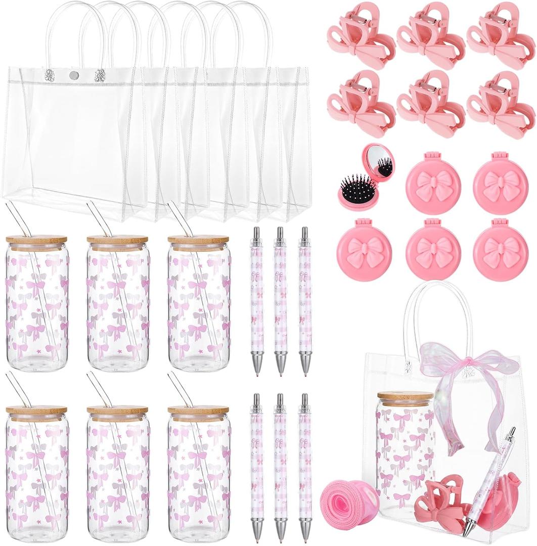 6 Sets Pink Bow Baby Shower Prizes Teen Party Favors for Guest, Standard