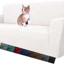 MAXIJIN Super Stretch Couch Cover for 3 Cushion Couch, 1-Piece Universal Sofa Covers Living Room Jacquard Spandex Furniture Protector Dogs Pet Friendly Fitted (Large, White)