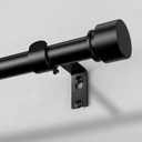 Curtain Rods for Windows 48 to 84 Inch, Black Modern 1 Inch Window Treatment Rods with Black End Cap Finials, Decorative Adjustable Heavy Duty Easy Install Drapery Rods for Bedroom Living Room (36''-88'' (1 Pack))