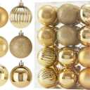 Christmas Ball 24ct 2.36 Inches Gold Mini Xmas Hanging Ornaments for Trees Wreath Garland Wedding Party Home Office Shop Decorations