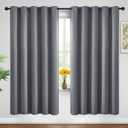 Yakamok Blackout Curtains Room Darkening Thermal Insulated Window Panels,Solid Grommet Top Drapes for Bedroom/Living Room (62Wx72L, Grey, 2 Panels)
