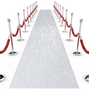 Shihanee Sequin Aisle Runner for Wedding Glitter Rug with Carpet Tape Sparkly Prom Outdoor Floor Birthday Carpet Runner for Ceremony Event Graduation Party(2 x 15 ft,Silver)