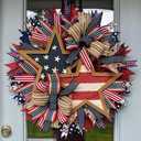 Patriotic Wreath 4th of July Wreath,  American Flag Summer Wreaths for Front Door Red White Blue Decorations Memorial Day Independence Day Decor for Wall, Home, Indoor, Outdoor, A