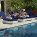 Summsun Chaise Lounge Cushions Outdoor Set of 4 - Waterproof and Fade Resistant Sun Lounger Replacement Cushions - Patio Lounger Pads with Removable Cover for Pool, Deck, 80 x 26 x 3 Inch, Navy, 80" x 26" x 3 | 4 Pack