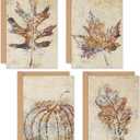 Whaline 32 Pack Fall Leaves Thank You Cards Vintage Maple Leaves Pumpkin Greeting Cards with Envelope Stickers Blank Note Cards for Autumn Harvest Thanksgiving Holiday, 4 x 6 Inch