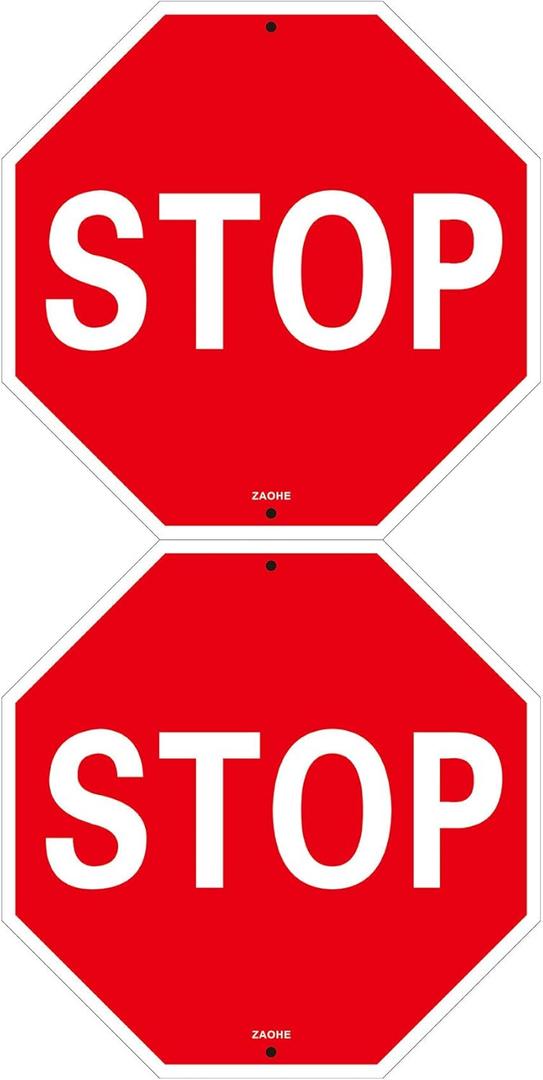 4 x 2-pack Stop Signs Red Stop Signage Aluminum Traffic Sign Warning Sign with 2 Pre-drilled Mount Holes, 30 X 30 cm