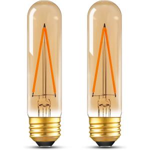 Dimmable E26 T30 T10 LED Bulb Long Tube Light Bulb 4W(40W Equivalent) ,Type T Tubular Light Bulbs for Curio Cabinet,Piano,Chandelier,Wall Sconces,AC120V Warm White 2200K 400LM CRI 90,Pack of 2