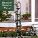 Evergreen Metal Garden Obelisk Trellis for Climbing Plants Outdoor Black | 7 Feet Adjustable | Indoor Plant Trellis for Potted Plants & Heavy Vines | Floral Pattern Arch Trellis
