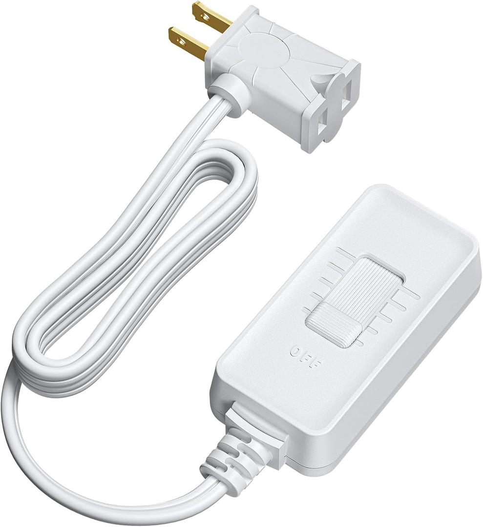 DEWENWILS Plug in Dimmer Switch for Lamp, Table Lamp Dimmer for Dimmable LED/CFL Lights and Incandescent Bulbs, Full Range Slide Control, 5 ft Extension Cord, White (1 pack)