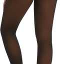 JS LifeStyle Fleece Lined Tights Leggings Women Thermal Warm Winter Thick Sheer Black Skin Tone Single-Line Translucent (Small, Toffee Glow)