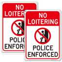 No Loitering Police Enforced Sign, No Loitering Signs for House Home and Business, 2Pack-10"x7" Rust Free Reflective Aluminum, Fade/Weather Resistant, UV Protected, Easy to Mount