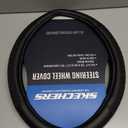 Skechers Steering Wheel Cover,Max Cushioning Leather Steering Wheel Cover Universal Fit 14" 1/2-15" Car Wheel Protector for Men Women Fit Suvs,Vans,Sedans,Car,Trucks,Black