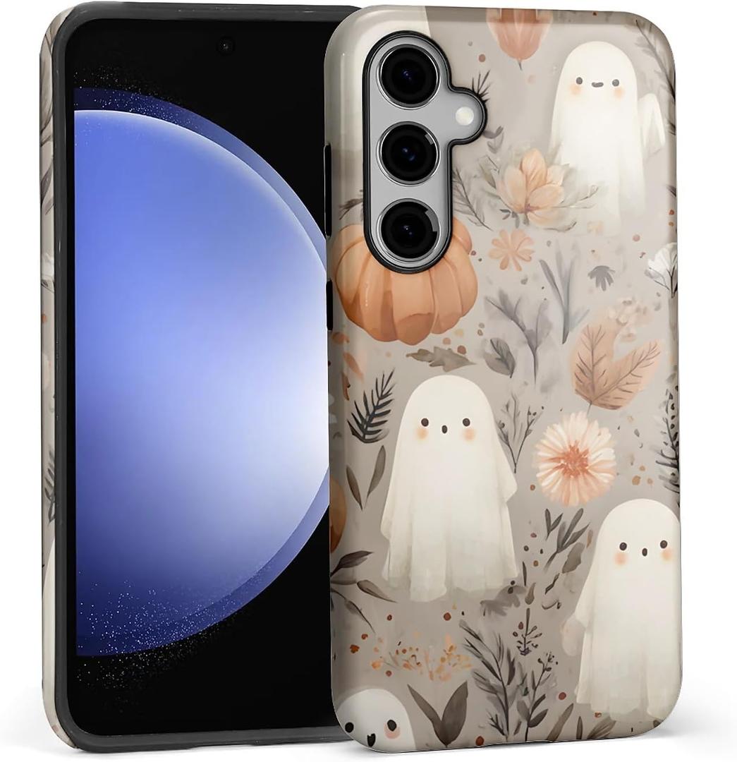 Case for Samsung Galaxy S24,Anti Drop Scratch Protective Phone Cover Case for Women Girl-Cute Ghost Pumpkin