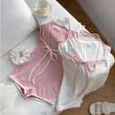 Verdusa Women's 2 Pack Coquette Bow Tie Sleeveless Rompers Backless Summer Jumpsuit Unitard (M)