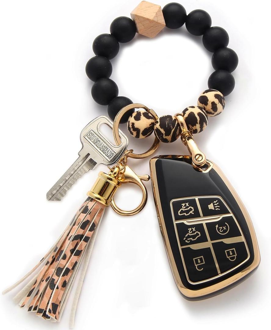 for Chevy Key Fob Cover with Keychain.TPU Keyshell No Screws Required for Installation. (Black-6 Buttons, 6-Buttons)
