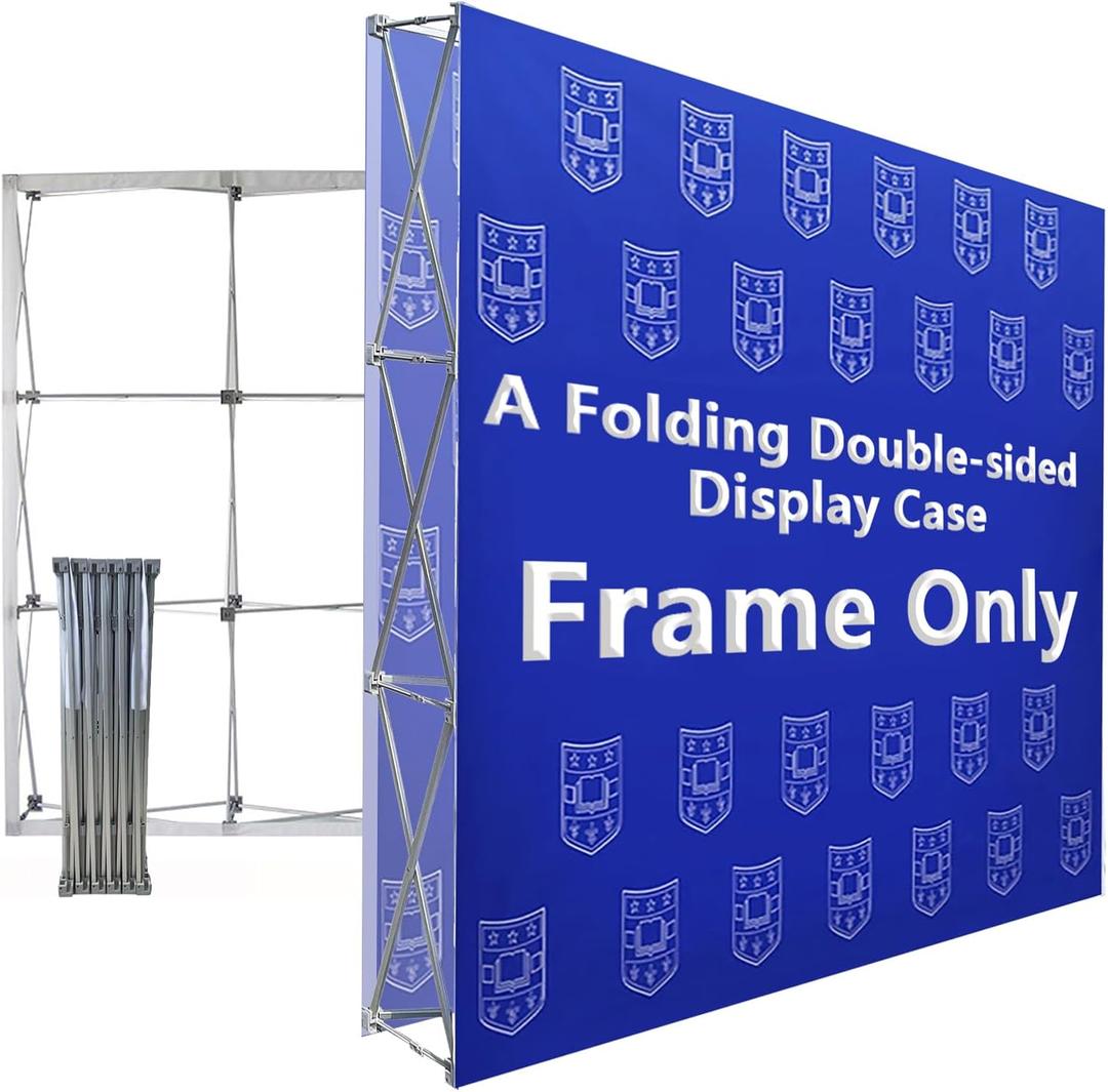 Portable Collapsible Pop Up Trade Show Display Backdrop Stand, A Folding Tension Fabric Holder For Tradeshow Booth Exhibition Wedding Conference Party Event 7.5x7.5FT(Frame Only)