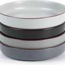 famiware Mercury Pasta Bowls Set of 4, 33 oz Large Salad Bowls, Ceramic Pasta Plates Bowls, Serving Bowls for Kitchen, Microwave & Dishwasher Safe, Multi-color