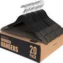 Black Wooden Hangers 20 Pack  Luxury Non-Slip Clothes Hangers for Suits, Pants & Coats  Velvet Bar & 360 Hook  Durable Wooden Coat Hangers for Men & Women- Heavy-Duty for Business & Homes SAMSARC