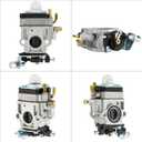 2-Stroke Carburetor Kit, Replacement for 43cc 47cc 49cc 50cc 52cc Engines, Compatible with Tillers, Auger, Mini Pocket Bikes, ATVs, Quads; Includes Fuel Line, Primer Bulbs, Gasket & Spark Plug