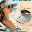 Beach Sunproof Visor Hats for Women with Wide Brim & Open Top Design On Vacation & Holiday,Packable Beach Accessory (Gray)