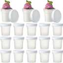 20 Pcs 16 oz Clear Ice Cream Containers with Lids for Homemade Plastic Freezer Food Storage Jars Reusable Freezer Storage Containers Leakproof Pudding Cups for Fruit Dessert Sundaes Soup