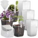 5.5 Inch Clear Square Nursery Pots with Drainage & Labels, 30Pcs Reusable Seed Starter Pots for Vegetables, Indoor Outdoor Gardening, Thick Transparent Plastic Plant Pots for Seed Starting