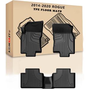 AOMSAZTO Car Floor Mats Custom Fit for 2020 2019 2018 2017 2016 2015 2014 Nissan Rogue(Not for Rogue Sport),All-Weather Floor Mat Liners Front & Rear Row Full Set Liner Non-Slip TPE Odourless, Black