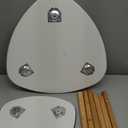 BAMEOS Bamboo Nesting Triangle End Table,Set of 2 Coffee Table Modern Minimalist Side Table for Living Room, Balcony in White & Grey