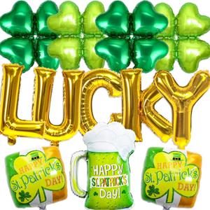 3 x Gold Lucky Balloon St. Patrick's Day Balloons,12 Pcs Lucky Balloons Four Leaf Balloons for Lucky Decorations St Patricks Day Party Supplies