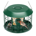 Kingsyard Tube Squirrel Proof Bird Feeders for Outdoor Hanging, Metal Caged Bird Feeder with Rain Proof Covered for Wild birds Finches Bluebird, 4 Feeding Ports, Green