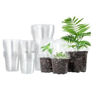 Bonviee 36 Packs 3.5/4/5 Inch Clear Nursery Pots with Humidity Domes, Variety Sizes Seed Starting Pots with Drainage Holes, Transparent Garden Containers for Succulents, Flowers and Cactus-Clear