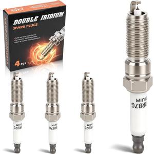 4PCS 91970 Double Iridium Spark Plugs for 2016-2019 Chevy Cruze, 2016-2024 Chevy Equinox/Malibu, 16-19 Trax, 2018-2024 GMC Terrain, 2016-2024 Buick Encore, 16-19 Cascada Replace# ILNAR8B7G 90644