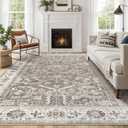 Area Rugs 9x12 for Living Room - Washable Soft Large Vintage Rug Non-Slip Stain Resistant Traditional Stain Resistant Indoor Floor Low Pile Carpet for Bedroom Dining Room or Home Office - Dark Brown