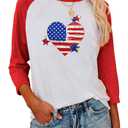 Women Color Block Shirts Novelty T-Shirts Stars and Stripes Print Tops Independence Day Shirt (White, XL)