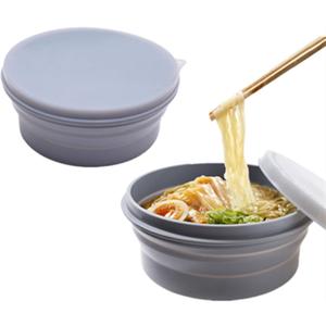 IYYI ME.FAM Silicone Collapsible Bowl with Lid - 800ML Folding Travel Bowl for Camping, Hiking - Heat Resistant (Grey-2 Pack)