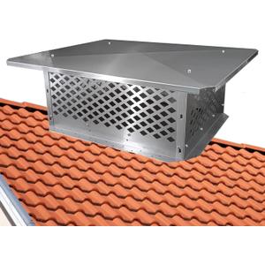 Chimney Cap, 17" x 21" Chimney Cover, Bottom Installation Method Adjustable to Fit Outside Existing Clay Flue Tile Dimensions 16" x 20.5" to 19.3" x 23.6", All Stainless Steel Structure