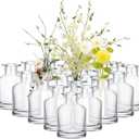 24 Pack Clear Glass Bud Vases Bulk Small Glass Living Vases for Centerpieces Vintage Table Decorative Bottle for Flowers Rustic Wedding Reception Party Decoration(1.85 x 2.87 in)