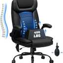 Executive Office Chair Big and Tall 450lbs Heavy Duty Office Chair with Adjustable Lumbar Support High Back Ergonomic Home Computer Leather Chair with Padded Flip-up Arms for Heavy People,Black