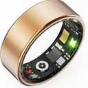 HitTopss Smart Ring, Fitness Tracking Smart Ring with Calories/Heart Rate/Blood Oxygen/Sleep Monitoring, IP68 Waterproof, No APP Subscription, Compatible with iOS/Android (Gold,10#)